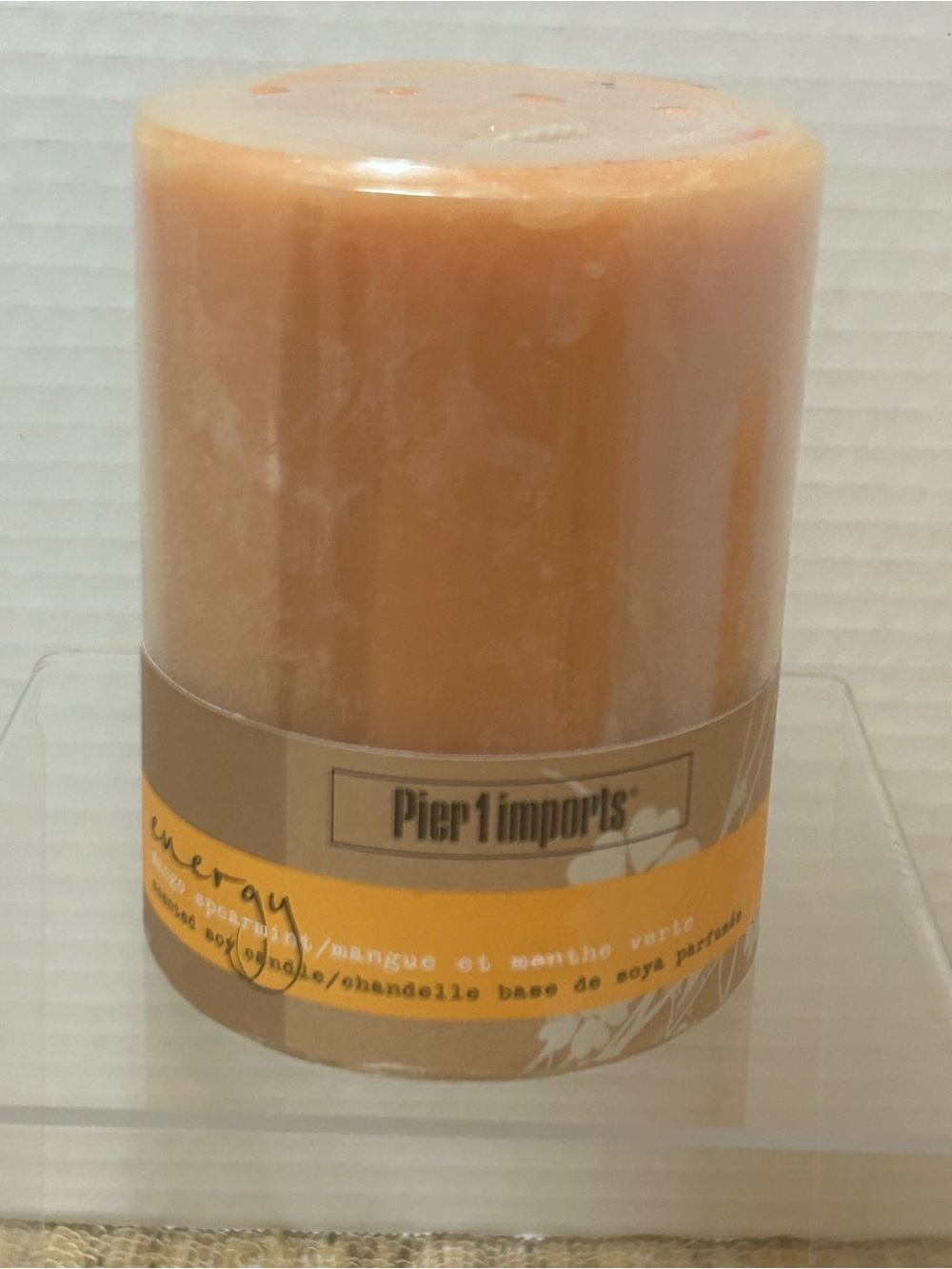 Pier 1 Brand New Energy ( Mango Spearmint) 3” x 4” Soy Candle . Retired HTF.